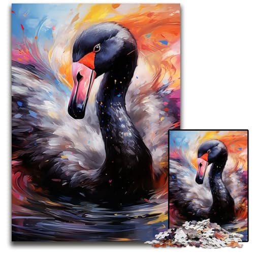 Black Swan Puzzle 1000 Teile für Erwachsene, Puzzle für Erwachsene, pädagogisches Denkspiel, künstlerische Heim- und Bürodekoration, ab 14 Jahren, 26x38cm/10,23x14,96 Zoll von LiJianXXE