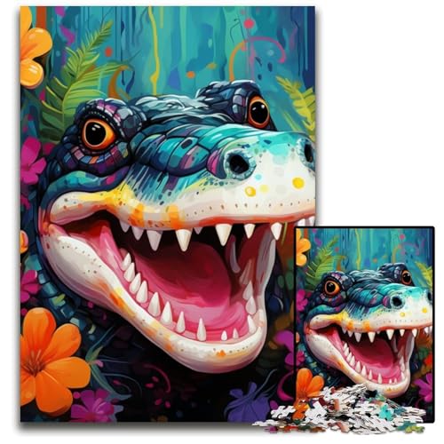 Blumen-Krokodil-Puzzle 1000 Teile für Erwachsene, Kartonpuzzle, anspruchsvolles Denkspiel für Teenager, unterhaltsames interaktives Spiel für die ganze Familie, 26x38cm/10,23x14,96 Zoll Blumen-Krokodil-Puzzle 1000 Teile für Erwachsene, Kartonpuzzle, anspruchsvolles Denkspiel für Teenager, unterhaltsames interaktives Spiel für die ganze Familie, 26x38cm/10,23x14,96 Zoll von LiJianXXE