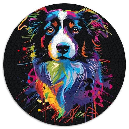 Border Collie-Puzzle 1000 Teile für Erwachsene, rundes Puzzle 1000 Teile für Erwachsene, Denksportaufgabe, Spiel für Erwachsene, interaktive Familienaktivität, 67,5 x 67,5 cm Border Collie-Puzzle 1000 Teile für Erwachsene, rundes Puzzle 1000 Teile für Erwachsene, Denksportaufgabe, Spiel für Erwachsene, interaktive Familienaktivität, 67,5 x 67,5 cm von LiJianXXE