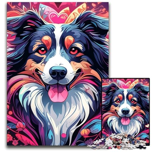 Border Collie-Puzzle für Erwachsene, 1000-teiliges Holzpuzzle, schwieriges Denkspiel für Jugendliche, 50x75cm/19,68x29,52 Zoll Border Collie-Puzzle für Erwachsene, 1000-teiliges Holzpuzzle, schwieriges Denkspiel für Jugendliche, 50x75cm/19,68x29,52 Zoll von LiJianXXE