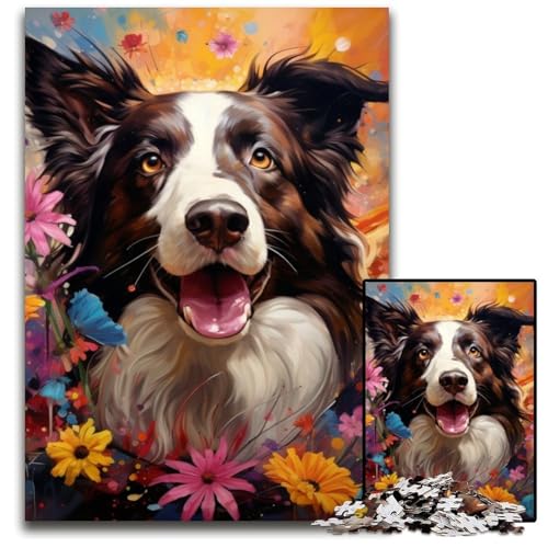 Border Collie-Puzzle für Erwachsene, 1000-teiliges Holzpuzzle, schwieriges Denkspiel für Jugendliche, 50x75cm/19,68x29,52 Zoll Border Collie-Puzzle für Erwachsene, 1000-teiliges Holzpuzzle, schwieriges Denkspiel für Jugendliche, 50x75cm/19,68x29,52 Zoll von LiJianXXE