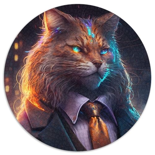 Boss Cat 1000-teiliges Puzzle, rund, 1000 Teile, anspruchsvolles Denkspiel – entspannendes Spielzeug für Teenager, 67,5 x 67,5 cm Boss Cat 1000-teiliges Puzzle, rund, 1000 Teile, anspruchsvolles Denkspiel – entspannendes Spielzeug für Teenager, 67,5 x 67,5 cm von LiJianXXE