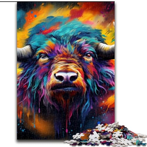 Büffel-Puzzle mit 1000 Teilen aus Holz, Eltern, Partner, Freunde – ab 14 Jahren, 50x75cm, für Heimdekoration, Gehirntraining Büffel-Puzzle mit 1000 Teilen aus Holz, Eltern, Partner, Freunde – ab 14 Jahren, 50x75cm, für Heimdekoration, Gehirntraining von LiJianXXE
