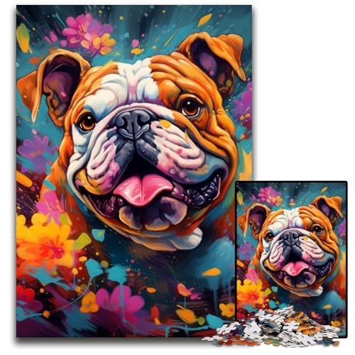 Bulldog-Puzzle 1000 Teile für Erwachsene, Puzzle für Erwachsene, pädagogisches Denkspiel, künstlerische Heim- und Bürodekoration, ab 14 Jahren, 26x38cm/10,23x14,96 Zoll von LiJianXXE