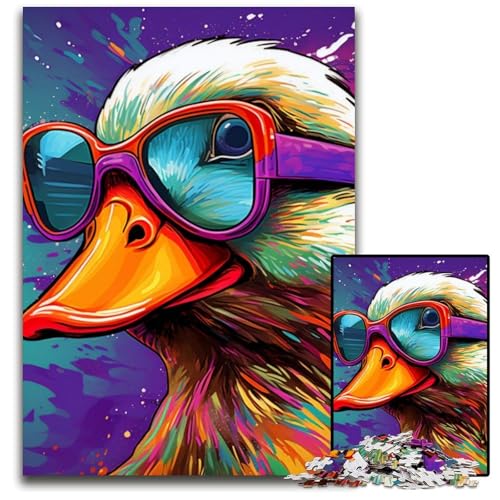 Bunte Entenblumen, 1000-teiliges Puzzle für Erwachsene, Kartonpuzzle für Erwachsene, pädagogisches Denkspiel, künstlerische Heim- und Bürodekoration, ab 14 Jahren, 26x38cm/10,23x14,96 Zoll von LiJianXXE