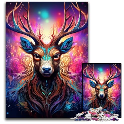 Bunte Hirsch-Puzzles für Erwachsene, 1000 Kartonpuzzles, interaktives Familienspiel, Gehirn-Herausforderung, Lernspielzeug, 26x38cm/10,23x14,96 Zoll Bunte Hirsch-Puzzles für Erwachsene, 1000 Kartonpuzzles, interaktives Familienspiel, Gehirn-Herausforderung, Lernspielzeug, 26x38cm/10,23x14,96 Zoll von LiJianXXE