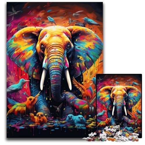Bunte Kunst-Elefanten-Puzzles für Erwachsene, 1000 Kartonpuzzles, interaktives Familienspiel, Gehirn-Herausforderung, Lernspielzeug, 26x38cm/10,23x14,96 Zoll Bunte Kunst-Elefanten-Puzzles für Erwachsene, 1000 Kartonpuzzles, interaktives Familienspiel, Gehirn-Herausforderung, Lernspielzeug, 26x38cm/10,23x14,96 Zoll von LiJianXXE