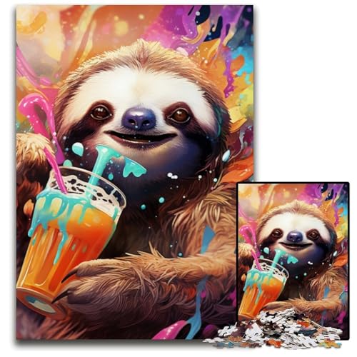 Bunte Kunst-Faultier-Puzzles für Erwachsene, 1000 Kartonpuzzles, interaktives Familienspiel, Gehirn-Herausforderung, Lernspielzeug, 26x38cm/10,23x14,96 Zoll Bunte Kunst-Faultier-Puzzles für Erwachsene, 1000 Kartonpuzzles, interaktives Familienspiel, Gehirn-Herausforderung, Lernspielzeug, 26x38cm/10,23x14,96 Zoll von LiJianXXE