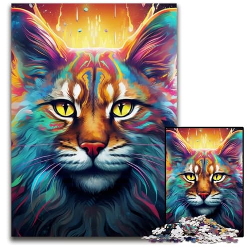 Bunte Kunst-Luchs-Puzzles für Erwachsene, 1000 anspruchsvolle Puzzles, kompliziertes Design für Teenager, DIY-Dekor und gehirnfördernder Spaß, 26x38cm/10,23x14,96 Zoll von LiJianXXE
