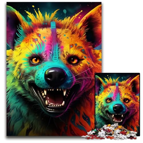 Bunte Kunsthyänen-Puzzles für Erwachsene, 1000 Teile, interaktives Familienspiel, Familienaktivitätsspiel, 26x38cm/10,23x14,96 Zoll von LiJianXXE