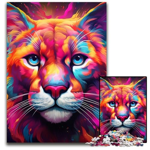 Bunte Puma-Puzzles für Erwachsene, 1000 Teile, Kartonpuzzles, perfekt für Teenager und Sammler, ideale Heimdekoration und Reisegeschenk, 26x38cm/10,23x14,96 Zoll von LiJianXXE