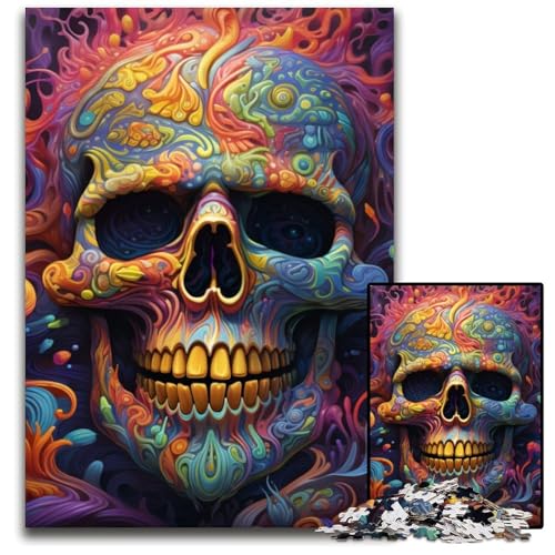 Bunter Kunst-Totenkopf, 1000-teiliges Puzzle für Erwachsene, Holzpuzzle für Erwachsene, für Teenager und Familienspaß – DIY-Denkspiel, Geschenk, 50x75cm/19,68x29,52 Zoll Bunter Kunst-Totenkopf, 1000-teiliges Puzzle für Erwachsene, Holzpuzzle für Erwachsene, für Teenager und Familienspaß – DIY-Denkspiel, Geschenk, 50x75cm/19,68x29,52 Zoll von LiJianXXE