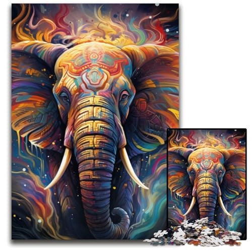 Bunter Kunstelefant, 1000-teiliges Puzzle für Erwachsene, Kartonpuzzle für Erwachsene, pädagogisches Denkspiel, künstlerische Heim- und Bürodekoration, ab 14 Jahren, 26x38cm/10,23x14,96 Zoll Bunter Kunstelefant, 1000-teiliges Puzzle für Erwachsene, Kartonpuzzle für Erwachsene, pädagogisches Denkspiel, künstlerische Heim- und Bürodekoration, ab 14 Jahren, 26x38cm/10,23x14,96 Zoll von LiJianXXE