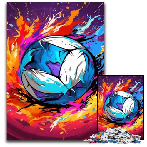 Bunter Volleyball, 1000-teiliges Puzzle für Erwachsene, Holzpuzzle für Erwachsene, pädagogisches Denkspiel, künstlerische Heim- und Bürodekoration, ab 14 Jahren, 50x75cm/19,68x29,52 Zoll Bunter Volleyball, 1000-teiliges Puzzle für Erwachsene, Holzpuzzle für Erwachsene, pädagogisches Denkspiel, künstlerische Heim- und Bürodekoration, ab 14 Jahren, 50x75cm/19,68x29,52 Zoll von LiJianXXE