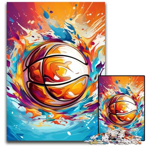 Buntes Basketball-Puzzle mit 1000 Teilen, unmögliches Puzzle für Erwachsene, entspannende Unterhaltung, Heimdekoration, 26x38cm/10,23x14,96 Zoll Buntes Basketball-Puzzle mit 1000 Teilen, unmögliches Puzzle für Erwachsene, entspannende Unterhaltung, Heimdekoration, 26x38cm/10,23x14,96 Zoll von LiJianXXE