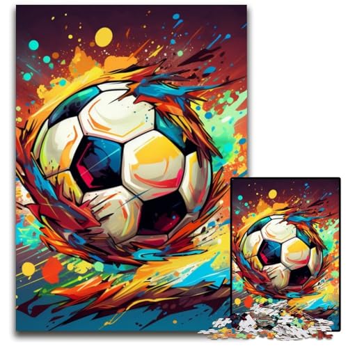 Buntes Fußball-Puzzle mit 1000 Teilen für Erwachsene, pädagogisches Denkspiel, künstlerische Heim- und Bürodekoration, ab 14 Jahren, 26x38cm/10,23x14,96 Zoll von LiJianXXE