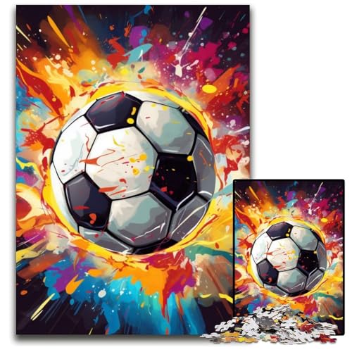 Buntes Fußball-Puzzle mit 1000 Teilen für Erwachsene. Unmögliches Puzzle für Erwachsene. Anspruchsvolles DIY-Denkspiel, perfektes Familienspiel oder dekoratives Geschenk, 26x38cm/10,23x14,96 Zoll von LiJianXXE