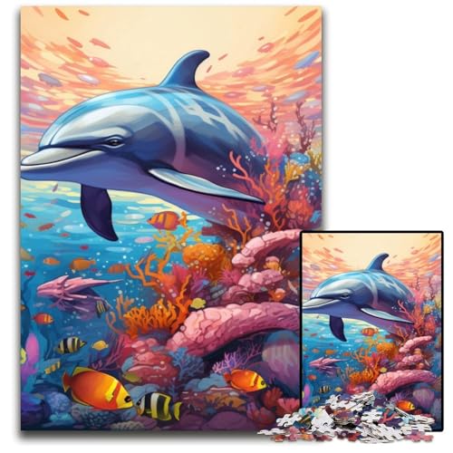 Buntes Kunst-Delfin-Puzzle mit 1000 Teilen für Erwachsene, Holzpuzzle, anspruchsvolles Denkspiel für Teenager, unterhaltsames interaktives Spiel für die ganze Familie, 50x75cm/19,68x29,52 Zoll Buntes Kunst-Delfin-Puzzle mit 1000 Teilen für Erwachsene, Holzpuzzle, anspruchsvolles Denkspiel für Teenager, unterhaltsames interaktives Spiel für die ganze Familie, 50x75cm/19,68x29,52 Zoll von LiJianXXE