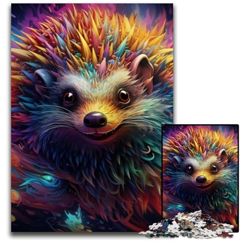 Buntes Kunst-Igel-Puzzle mit 1000 Teilen für Erwachsene. Unmögliches Puzzle für Erwachsene. Anspruchsvolles DIY-Denkspiel, perfektes Familienspiel oder dekoratives Geschenk. 50x75cm/19,68x29,52 Zoll von LiJianXXE