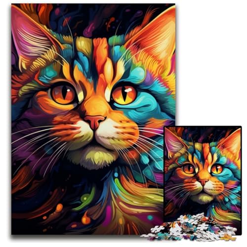 Buntes Kunst-Katzen-Puzzle für Erwachsene, 1000 Teile, interaktives Familienspiel, Familienaktivitätsspiel, 26x38cm/10,23x14,96 Zoll von LiJianXXE