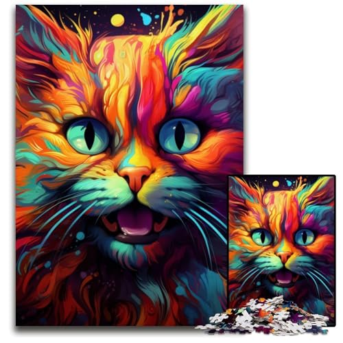 Buntes Kunst-Katzen-Puzzle für Erwachsene, 1000-teiliges Puzzle für Erwachsene, anspruchsvolles DIY-Denkspiel für Teenager, 26x38cm/10,23x14,96 Zoll Buntes Kunst-Katzen-Puzzle für Erwachsene, 1000-teiliges Puzzle für Erwachsene, anspruchsvolles DIY-Denkspiel für Teenager, 26x38cm/10,23x14,96 Zoll von LiJianXXE