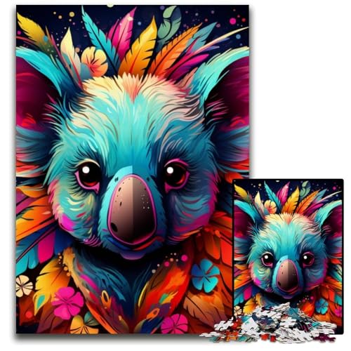 Buntes Kunst-Koala-Puzzle für Erwachsene, 1000-teiliges Puzzle für Erwachsene, anspruchsvolles DIY-Denkspiel für Teenager, 26x38cm/10,23x14,96 Zoll Buntes Kunst-Koala-Puzzle für Erwachsene, 1000-teiliges Puzzle für Erwachsene, anspruchsvolles DIY-Denkspiel für Teenager, 26x38cm/10,23x14,96 Zoll von LiJianXXE