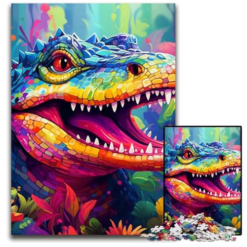 Buntes Kunst-Krokodil-Puzzle für Erwachsene, 1000-teiliges Kartonpuzzle, perfekt für Teenager und Sammler, ideale Heimdekoration und Reisegeschenk, 26x38cm/10,23x14,96 Zoll Buntes Kunst-Krokodil-Puzzle für Erwachsene, 1000-teiliges Kartonpuzzle, perfekt für Teenager und Sammler, ideale Heimdekoration und Reisegeschenk, 26x38cm/10,23x14,96 Zoll von LiJianXXE