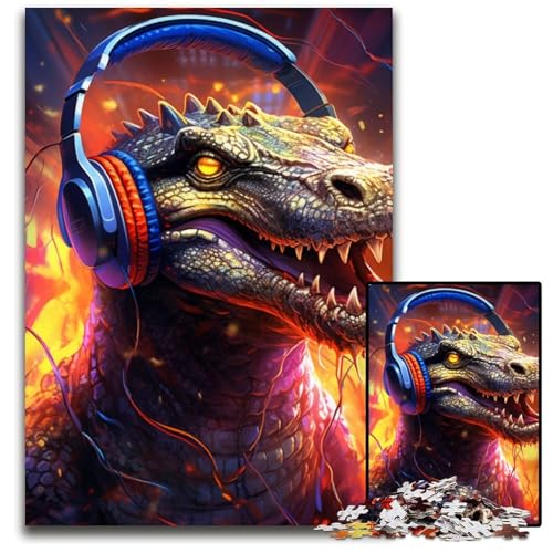 Buntes Kunst-Krokodil-Puzzle mit 1000 Teilen für Erwachsene, Puzzle für Erwachsene, pädagogisches Denkspiel, künstlerische Heim- und Bürodekoration, ab 14 Jahren, 26x38cm/10,23x14,96 Zoll von LiJianXXE