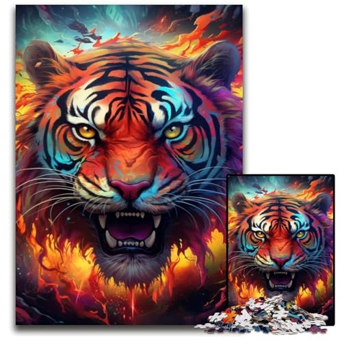 Buntes Kunst-Tiger-Puzzle für Erwachsene, 1000 Teile, anspruchsvolle Puzzles, Teenager, Paare und Freunde zum Geburtstag, Weihnachten, 50x75cm/19,68x29,52 Zoll Buntes Kunst-Tiger-Puzzle für Erwachsene, 1000 Teile, anspruchsvolle Puzzles, Teenager, Paare und Freunde zum Geburtstag, Weihnachten, 50x75cm/19,68x29,52 Zoll von LiJianXXE