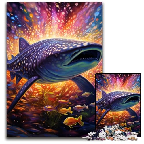 Buntes Kunst-Walhai-Puzzle 1000 Teile, Unmögliches Puzzle für Erwachsene, Heimdekoration, 26x38cm/10,23x14,96 Zoll von LiJianXXE
