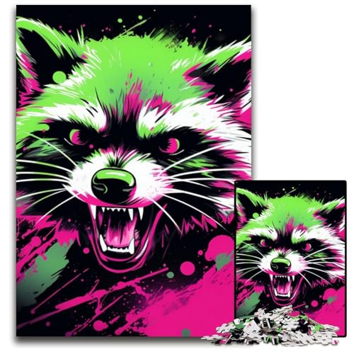 Buntes Kunst-Waschbär-Puzzle 1000 Teile für Erwachsene, Puzzles für Erwachsene, pädagogisches Denkspiel, künstlerische Heim- und Bürodekoration, ab 14 Jahren, 50x75cm/19,68x29,52 Zoll Buntes Kunst-Waschbär-Puzzle 1000 Teile für Erwachsene, Puzzles für Erwachsene, pädagogisches Denkspiel, künstlerische Heim- und Bürodekoration, ab 14 Jahren, 50x75cm/19,68x29,52 Zoll von LiJianXXE
