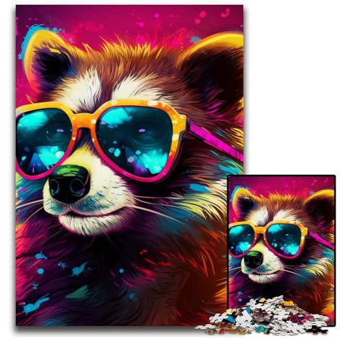 Buntes Kunst-Waschbär-Puzzle für Erwachsene, 1000 Kartonpuzzles, interaktives Familienspiel, Denksportaufgabe, Lernspielzeug, 26x38cm/10,23x14,96 Zoll Buntes Kunst-Waschbär-Puzzle für Erwachsene, 1000 Kartonpuzzles, interaktives Familienspiel, Denksportaufgabe, Lernspielzeug, 26x38cm/10,23x14,96 Zoll von LiJianXXE
