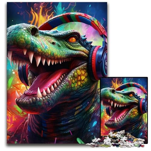 Buntes Kunstkrokodil 1000-Teile-Puzzle für Erwachsene Puzzles für Erwachsene Denksportspiel, interaktives Familienspiel, geeignet für Kinder ab 14 Jahren, 26x38cm/10,23x14,96 Zoll von LiJianXXE