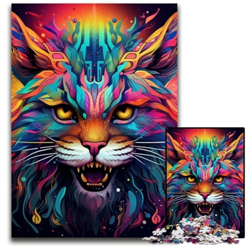 Buntes Luchs-Puzzle 1000 Teile für Erwachsene, Kartonpuzzle, anspruchsvolles Denkspiel für Teenager, unterhaltsames interaktives Spiel für die ganze Familie, 26x38cm/10,23x14,96 Zoll von LiJianXXE