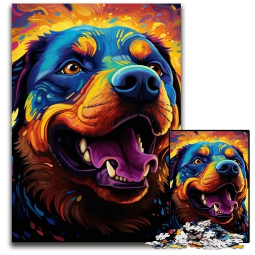 Buntes Rottweiler-Puzzle für Erwachsene, 1000-teiliges Puzzle für Erwachsene, anspruchsvolles DIY-Denkspiel für Teenager, 26x38cm/10,23x14,96 Zoll Buntes Rottweiler-Puzzle für Erwachsene, 1000-teiliges Puzzle für Erwachsene, anspruchsvolles DIY-Denkspiel für Teenager, 26x38cm/10,23x14,96 Zoll von LiJianXXE