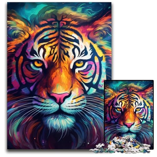 Buntes Tiger-Kunst-Puzzle für Erwachsene, 1000-teiliges Kartonpuzzle, schwieriges Denkspiel für Jugendliche, 26x38cm/10,23x14,96 Zoll Buntes Tiger-Kunst-Puzzle für Erwachsene, 1000-teiliges Kartonpuzzle, schwieriges Denkspiel für Jugendliche, 26x38cm/10,23x14,96 Zoll von LiJianXXE