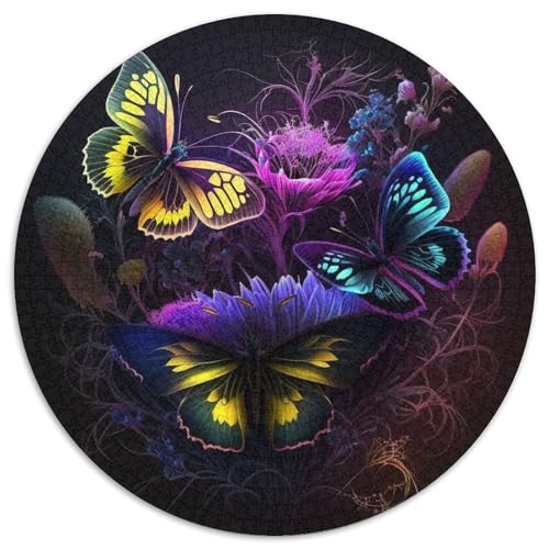 Butterfly Art 1000-teiliges Puzzle, rund, 1000 Teile, anspruchsvolles Denkspiel – entspannendes Spielzeug für Teenager, 67,5 x 67,5 cm von LiJianXXE