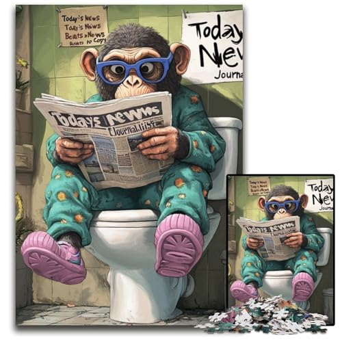 Chimpanzee Go Toilet 1000-Teile-Puzzle für Erwachsene Puzzles für Erwachsene Denksportspiel, interaktives Familienspiel, geeignet für Kinder ab 14 Jahren, 50x75cm/19,68x29,52 Zoll Chimpanzee Go Toilet 1000-Teile-Puzzle für Erwachsene Puzzles für Erwachsene Denksportspiel, interaktives Familienspiel, geeignet für Kinder ab 14 Jahren, 50x75cm/19,68x29,52 Zoll von LiJianXXE