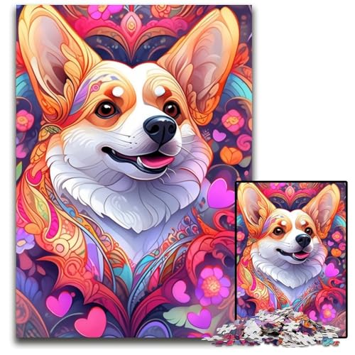 Corgi 1000-Teile-Puzzle für Erwachsene, Puzzles für Erwachsene, Denkspiel, interaktives Familienspiel, geeignet für Kinder ab 14 Jahren, 26x38cm/10,23x14,96 Zoll von LiJianXXE