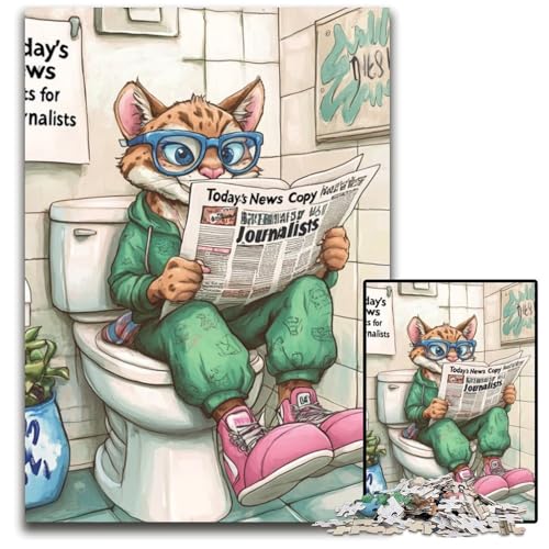 Cougar Go Toilet Puzzle 1000 Teile Unmögliches Puzzle für Erwachsene Heimdekoration 26x38cm/10,23x14,96 Zoll von LiJianXXE