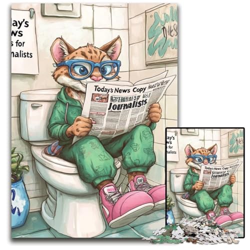 Cougar Go Toilet Puzzle 1000 Teile für Erwachsene, Puzzles für Erwachsene, Gehirn-Herausforderung, Teenager und Heimdekoration, 50x75cm/19,68x29,52 Zoll von LiJianXXE