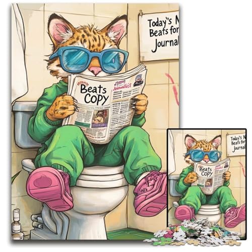 Cougar Go Toilet-Puzzle für Erwachsene, 1000-teiliges Holzpuzzle, perfekt für Teenager und Sammler, ideale Heimdekoration und Reisegeschenk, 50x75cm/19,68x29,52 Zoll Cougar Go Toilet-Puzzle für Erwachsene, 1000-teiliges Holzpuzzle, perfekt für Teenager und Sammler, ideale Heimdekoration und Reisegeschenk, 50x75cm/19,68x29,52 Zoll von LiJianXXE