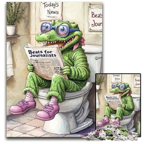 Crocodile Go Toilet Puzzle für Erwachsene, 1000 herausfordernde Puzzles, Spaß für zu Hause, Geburtstagsgeschenk, Reisegeschenk, 50x75cm/19,68x29,52 Zoll von LiJianXXE
