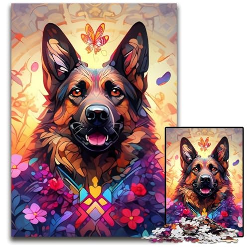 Deutscher Schäferhund-Puzzle für Erwachsene, 1000-teiliges Holzpuzzle, schwieriges Denkspiel für Jugendliche, 50x75cm/19,68x29,52 Zoll Deutscher Schäferhund-Puzzle für Erwachsene, 1000-teiliges Holzpuzzle, schwieriges Denkspiel für Jugendliche, 50x75cm/19,68x29,52 Zoll von LiJianXXE