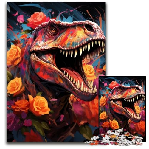 Dinosaurier-Puzzle 1000 Teile für Erwachsene, Puzzle für Erwachsene, pädagogisches Denkspiel, künstlerische Heim- und Bürodekoration, ab 14 Jahren, 26x38cm/10,23x14,96 Zoll von LiJianXXE