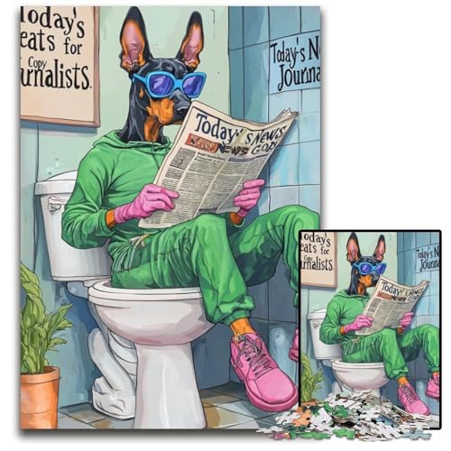 Doberman Go Toilet Puzzle 1000 Teile für Erwachsene, Kartonpuzzle, anspruchsvolles Denkspiel für Teenager, Familienspaß, interaktives Spiel, 26x38cm/10,23x14,96 Zoll Doberman Go Toilet Puzzle 1000 Teile für Erwachsene, Kartonpuzzle, anspruchsvolles Denkspiel für Teenager, Familienspaß, interaktives Spiel, 26x38cm/10,23x14,96 Zoll von LiJianXXE