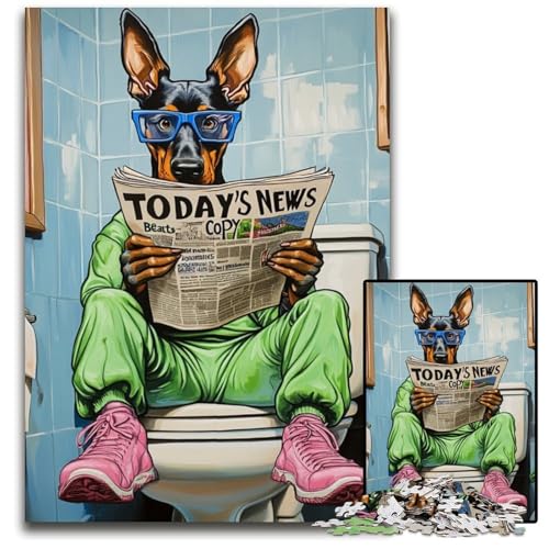 Doberman Go Toilet Puzzle 1000 Teile für Erwachsene, Puzzles für Erwachsene, pädagogisches Denkspiel, künstlerische Heim- und Bürodekoration, ab 14 Jahren, 50x75cm/19,68x29,52 Zoll Doberman Go Toilet Puzzle 1000 Teile für Erwachsene, Puzzles für Erwachsene, pädagogisches Denkspiel, künstlerische Heim- und Bürodekoration, ab 14 Jahren, 50x75cm/19,68x29,52 Zoll von LiJianXXE