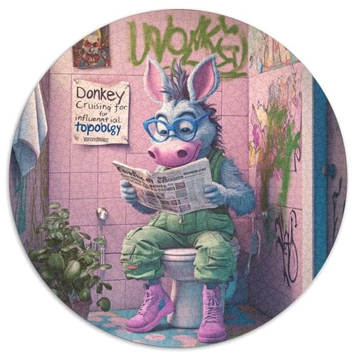 Donkey Go Toiletten-Puzzle 1000 Teile für Erwachsene, Papp-Puzzles, DIY-Dekoration, Gehirn-Herausforderung, für Erwachsene, Familie, 67,5 x 67,5 cm von LiJianXXE