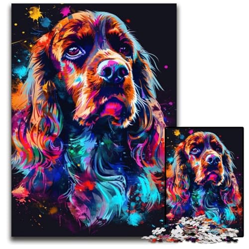 English Cocker Spaniel Puzzle für Erwachsene, 1000-teiliges Kartonpuzzle, schwieriges Denkspiel für Jugendliche, 26x38cm/10,23x14,96 Zoll von LiJianXXE