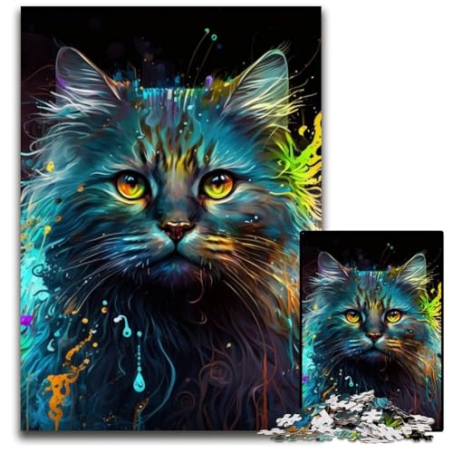 Fantasy-Katzen-Puzzle für Erwachsene, 1000 Teile, anspruchsvolle Puzzles, Teenager, Paare und Freunde zum Geburtstag, Weihnachten, 26x38cm/10,23x14,96 Zoll von LiJianXXE